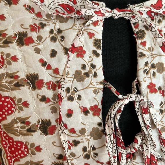 New women’s Calypso St Barth cotton quilt milkmaid boho flowy ruffle top. Large - Picture 2 of 16